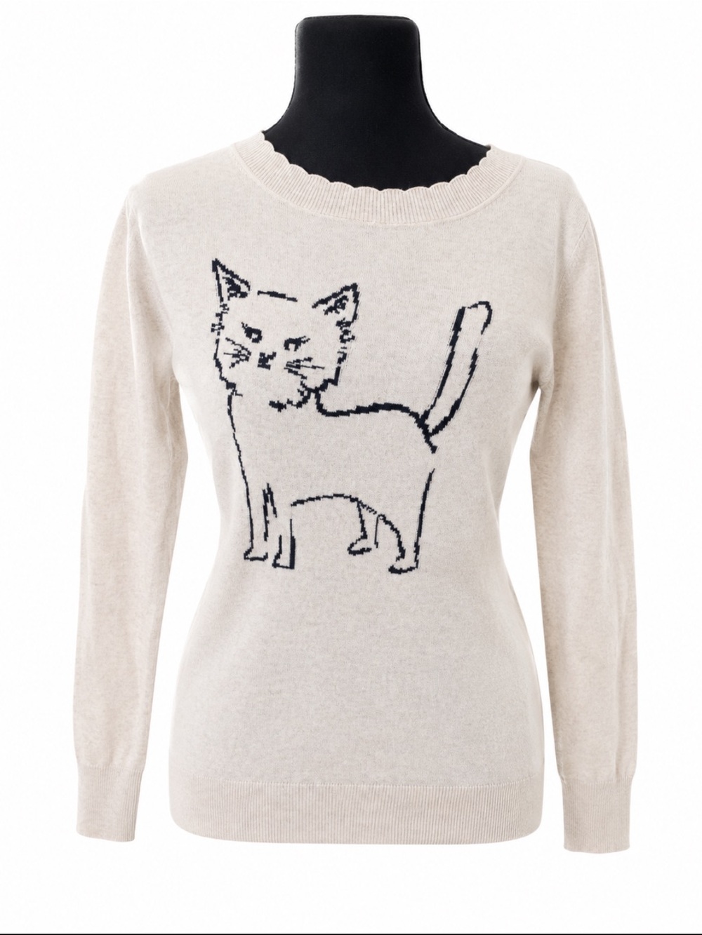 Banana Republic Cat Graphic Lightweight Knit Sweater Small